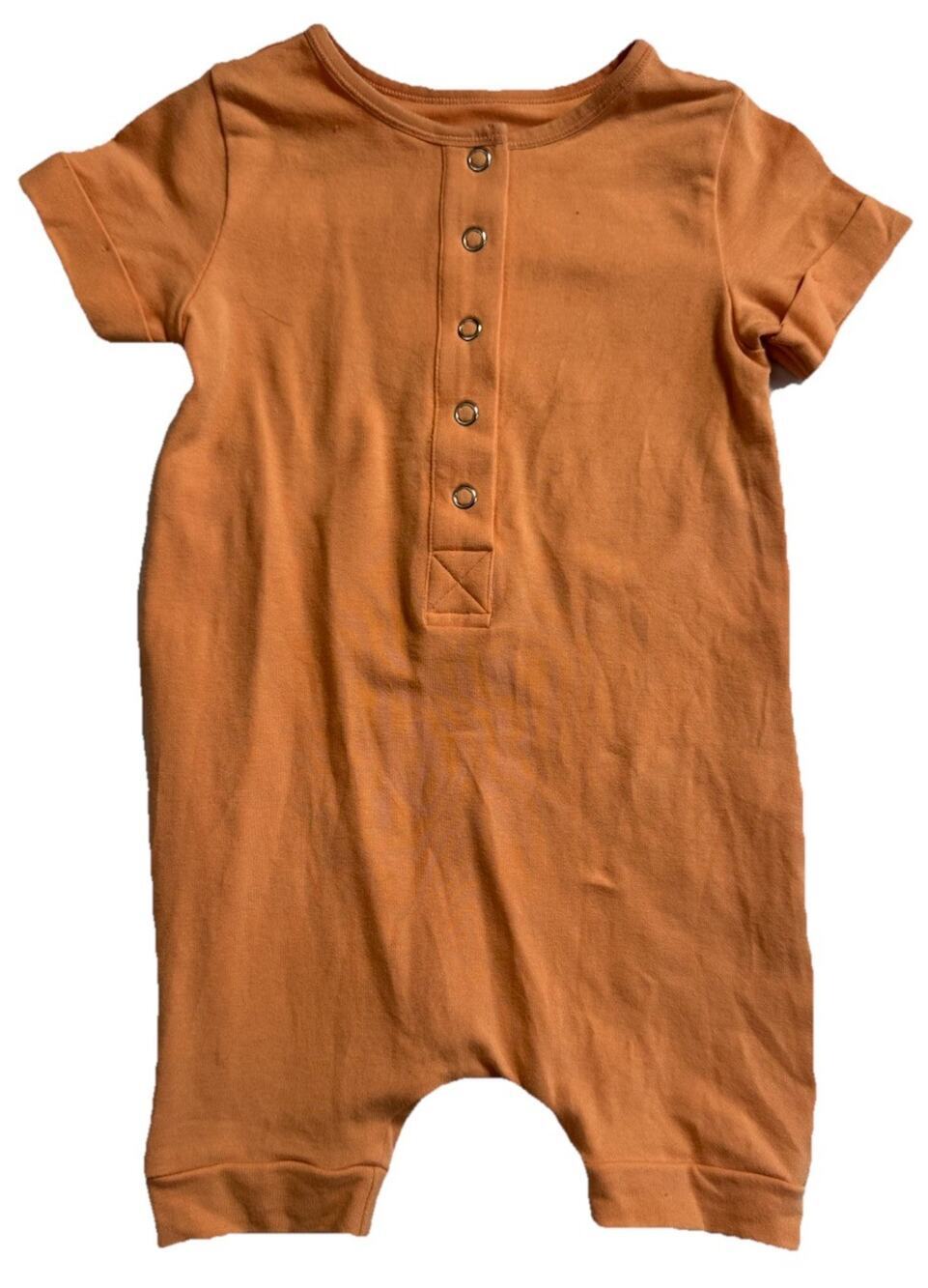 RAGS Toddler Romper 12-18M Orange Short Sleeve Snap Front One Piece